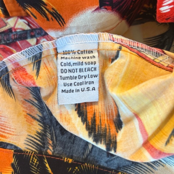 Vintage Royal Creations Mens XL Hawaiian Shirt Made in Hawaii Aloha Orange Red - Picture 9 of 12